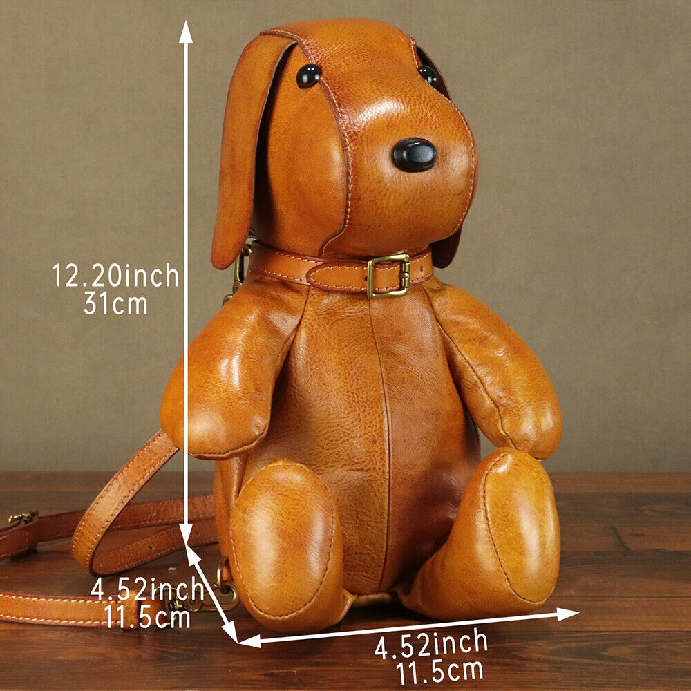 Genuine Leather Dog Backpack Purses for Women Retro Leather Rucksack Handmade 24Hr Smart