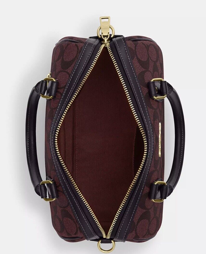 COACH CH280 Rowan Satchel Bag Signature Canvas & Leather Crossbody Oxblood Multi 24Hr Smart