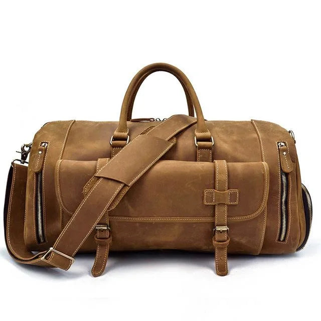 The Bard Weekender | Handmade Leather Duffle Bag 24Hr Smart