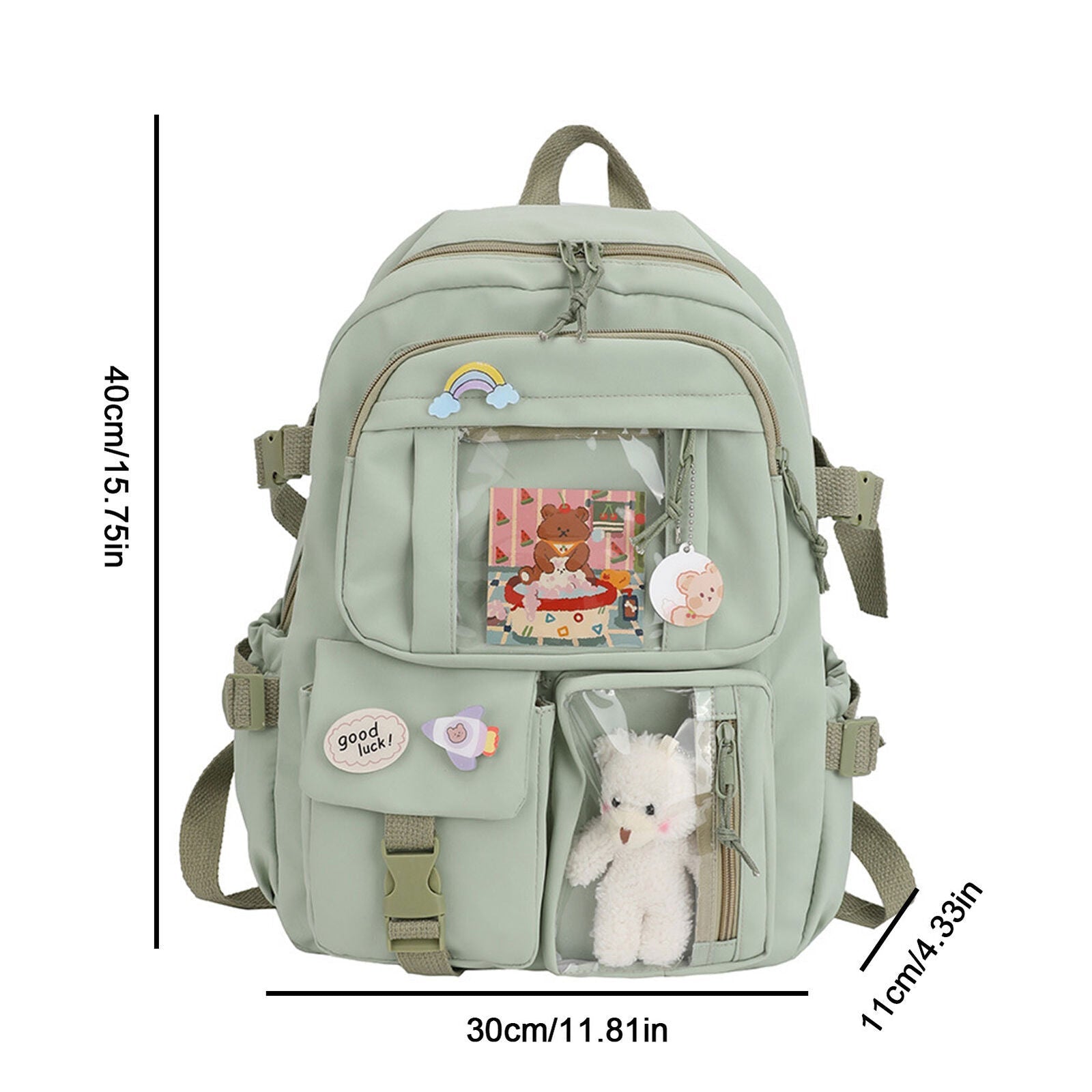 Teens School Backpack Kawaii Cute Bear College Travel Casual Bag for Girls Women 24Hr Smart