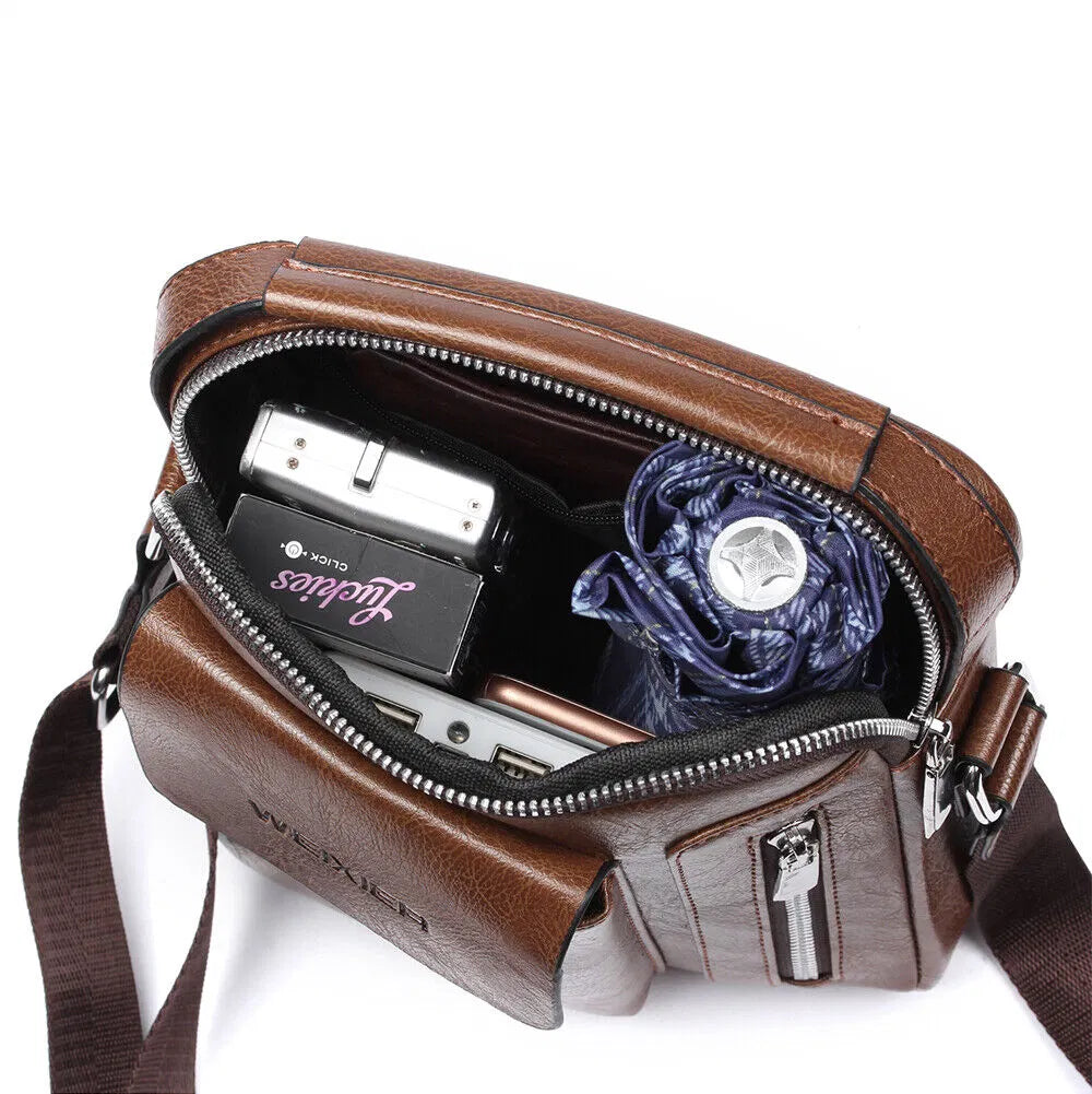 Men's PU Leather Messenger Bag Waterproof Handbag Cross Body Tote Shoulder Satchel 24Hr Smart